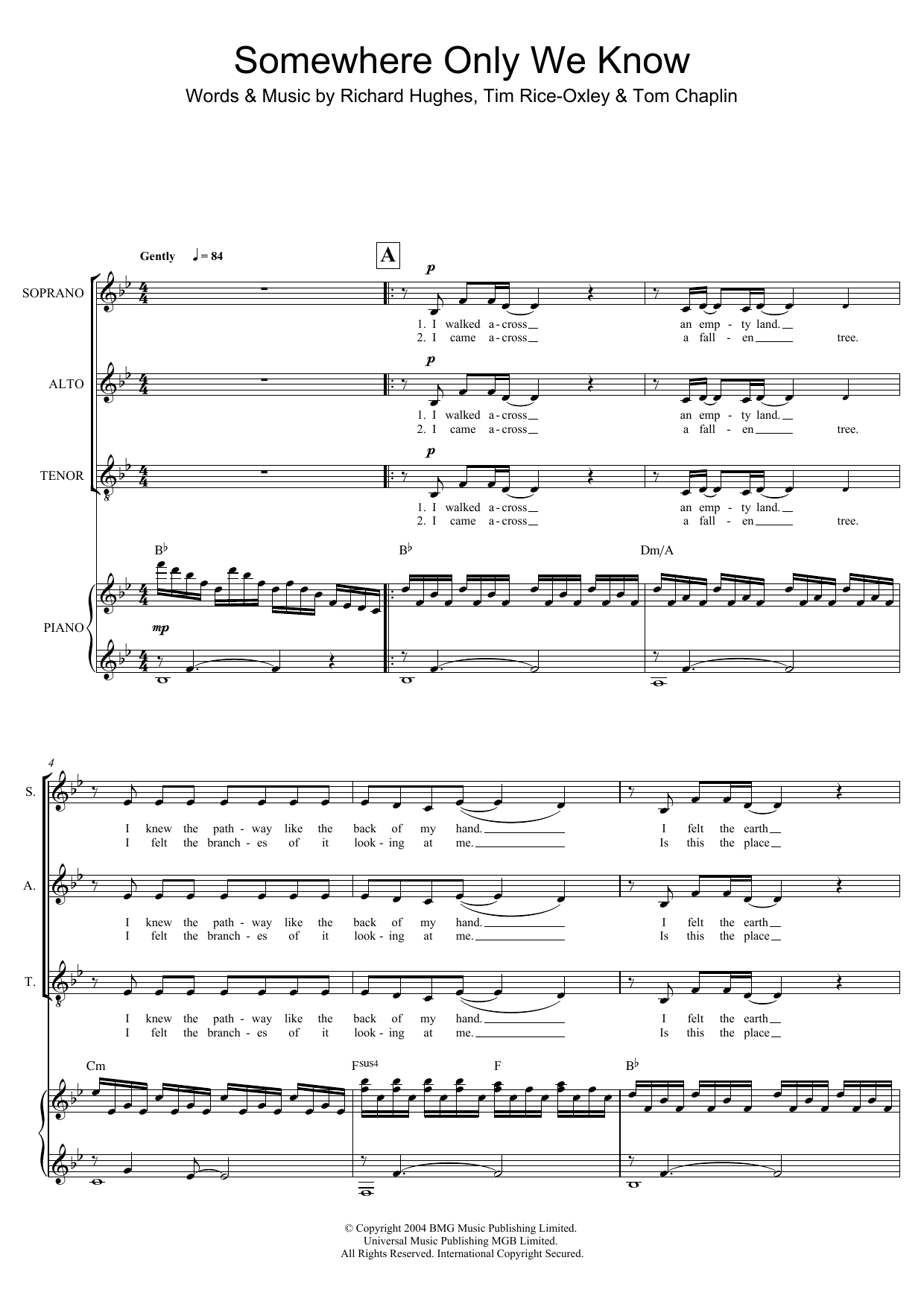Lily Allen Somewhere Only We Know Sheet Music Notes & Chords for SAT - Download or Print PDF