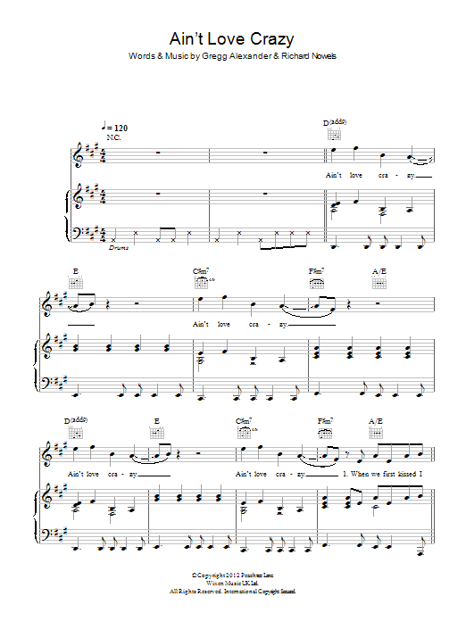 Lilygreen & Maguire Ain't Love Crazy Sheet Music Notes & Chords for Piano, Vocal & Guitar (Right-Hand Melody) - Download or Print PDF