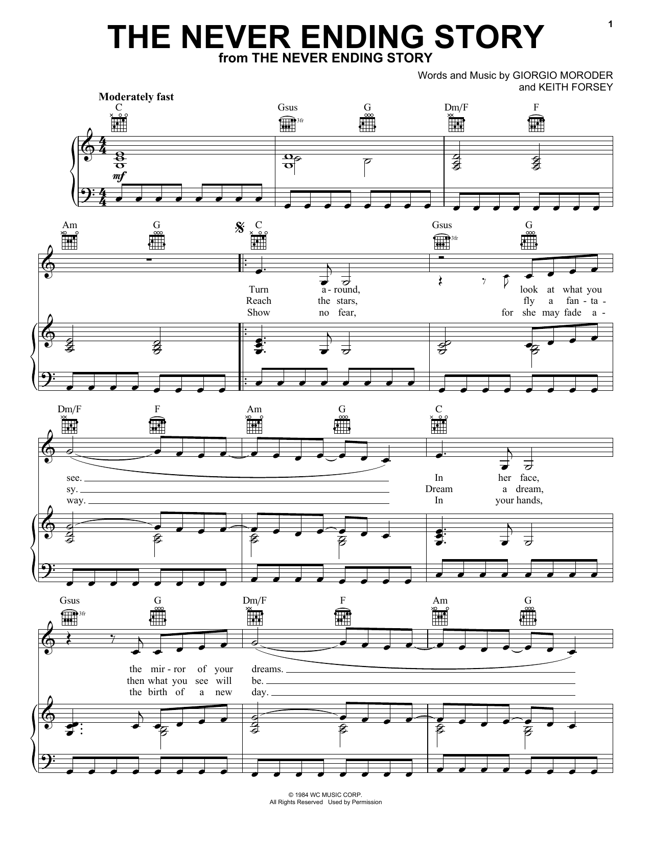 Limahl The Never Ending Story Sheet Music Notes & Chords for Super Easy Piano - Download or Print PDF