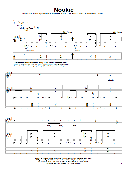 Limp Bizkit Nookie Sheet Music Notes & Chords for Guitar Tab - Download or Print PDF