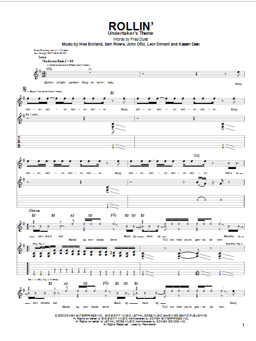 Limp Bizkit Rollin' Sheet Music Notes & Chords for Guitar Tab - Download or Print PDF