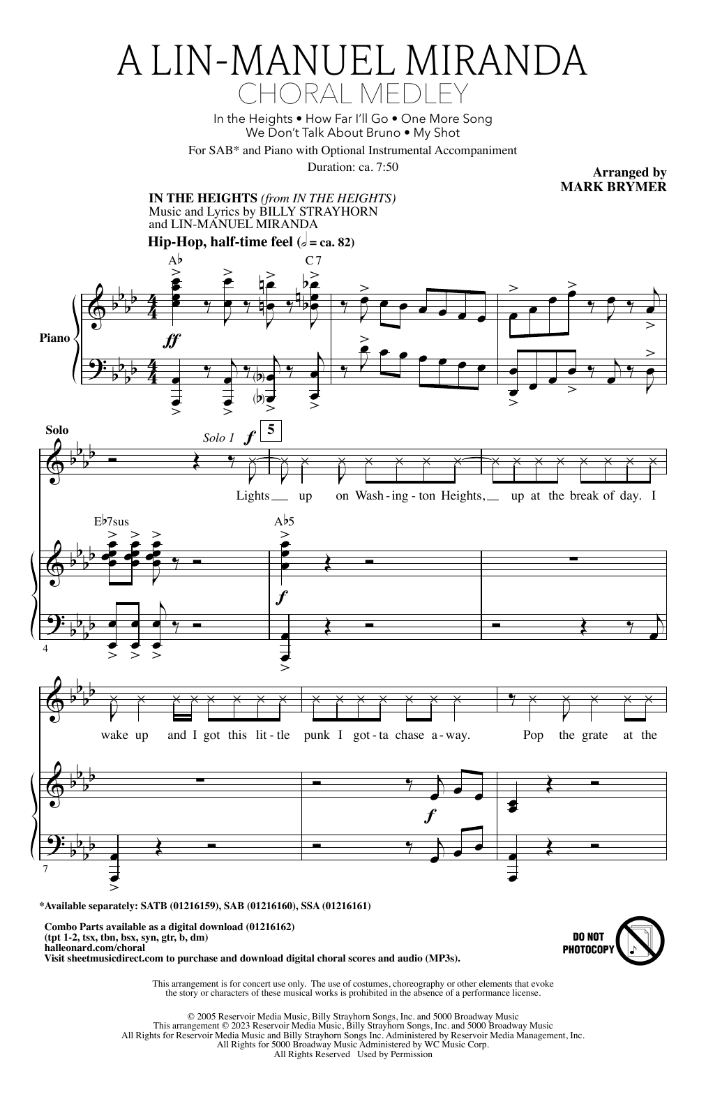 Lin-Manuel Miranda A Lin-Manuel Miranda Choral Medley (arr. Mark Brymer) Sheet Music Notes & Chords for SATB Choir - Download or Print PDF