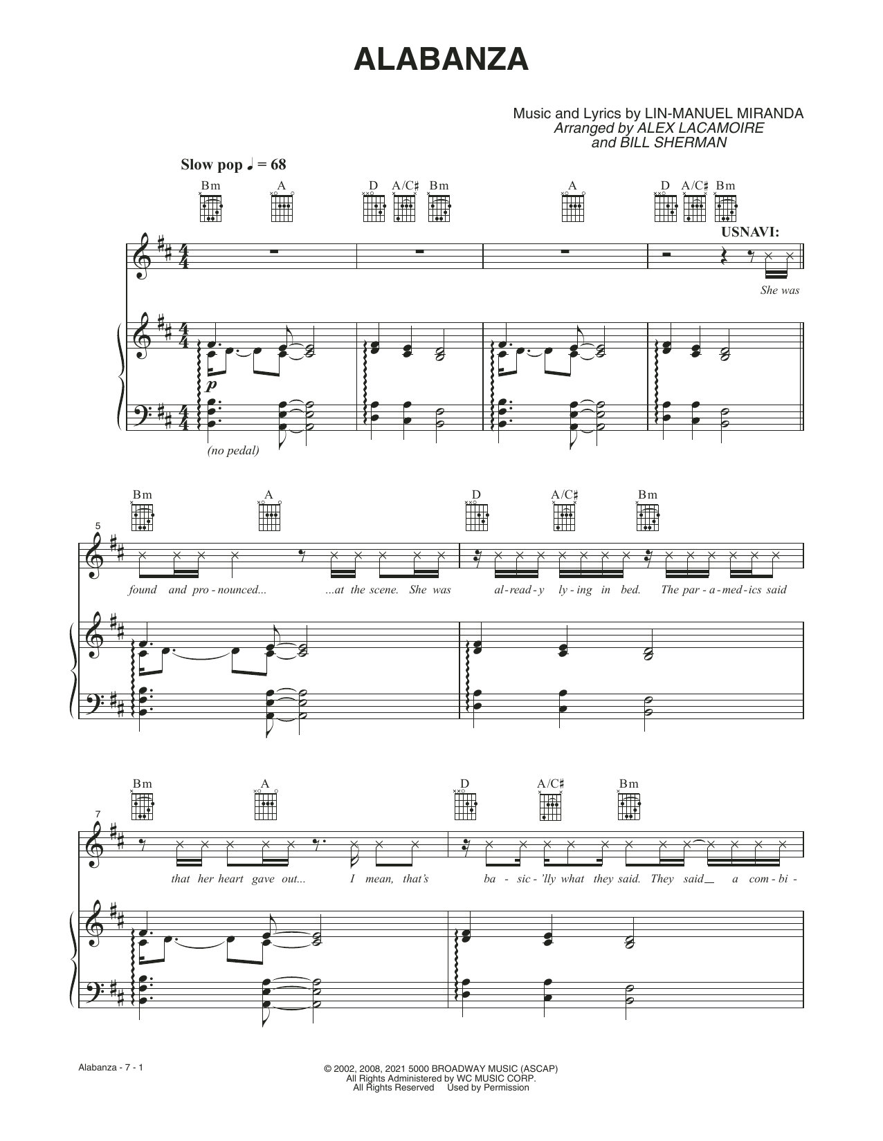 Lin-Manuel Miranda Alabanza (from the Motion Picture In The Heights) Sheet Music Notes & Chords for Piano, Vocal & Guitar - Download or Print PDF