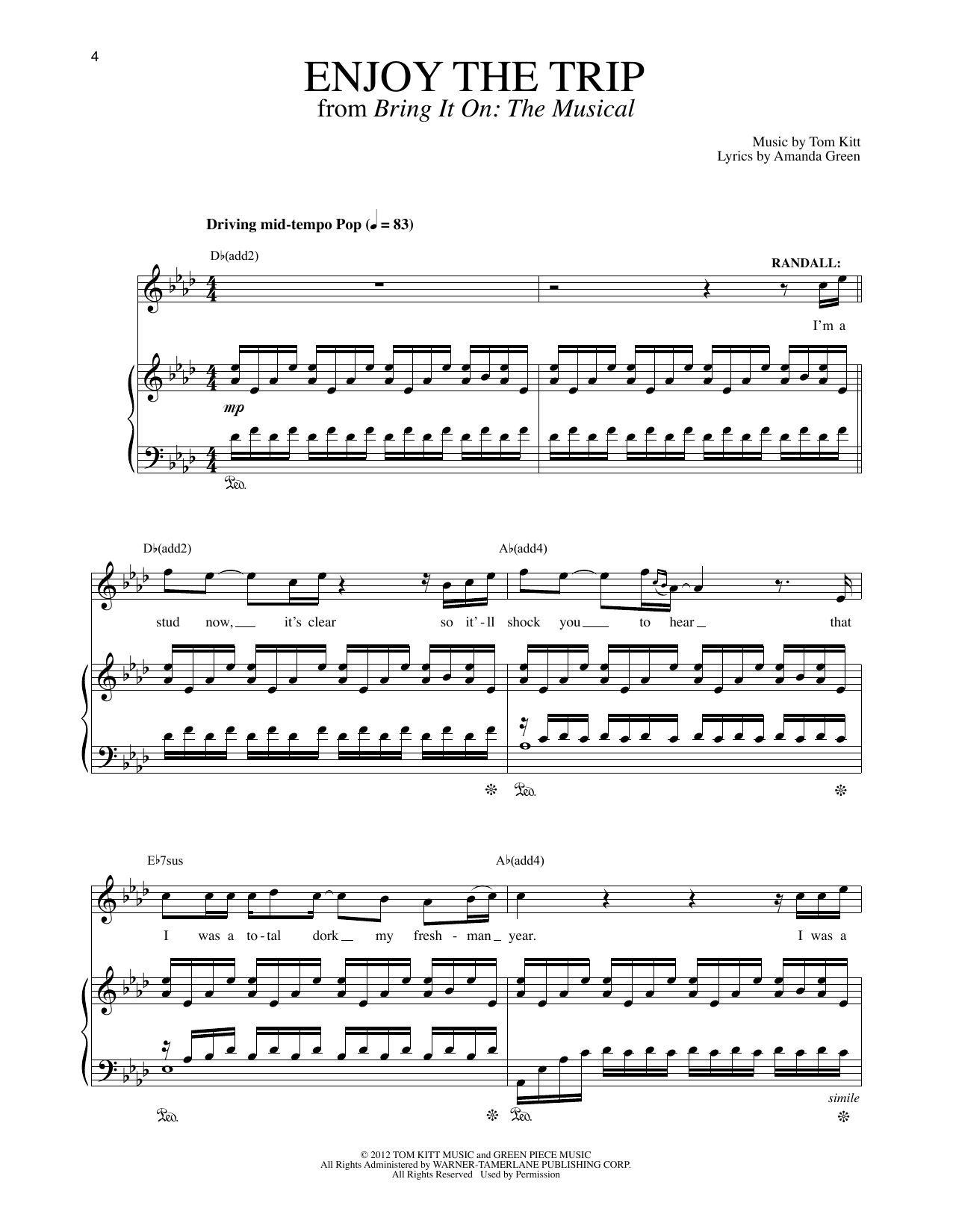 Lin-Manuel Miranda Enjoy The Trip (Solo Version) (from Bring It On: The Musical) Sheet Music Notes & Chords for Piano & Vocal - Download or Print PDF