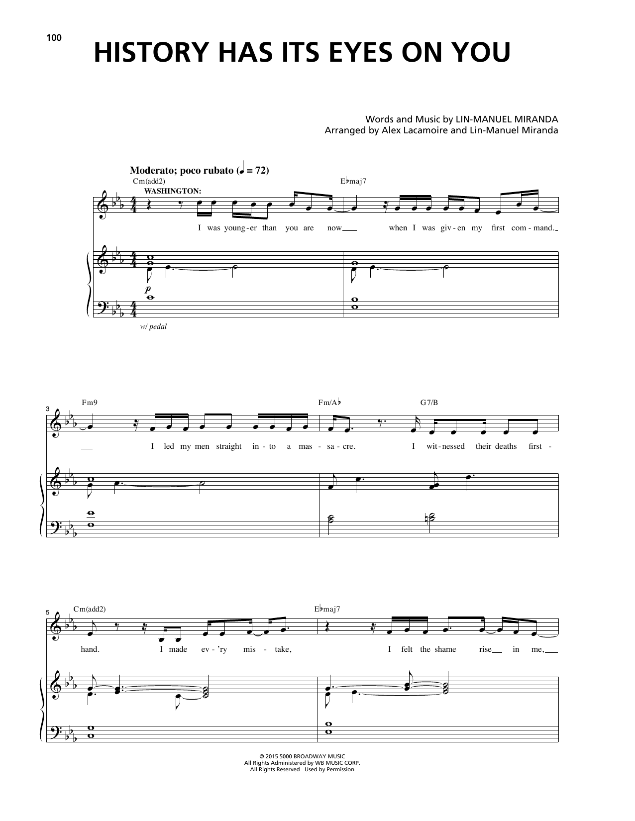 Lin-Manuel Miranda History Has Its Eyes On You (from Hamilton) Sheet Music Notes & Chords for Piano & Vocal - Download or Print PDF