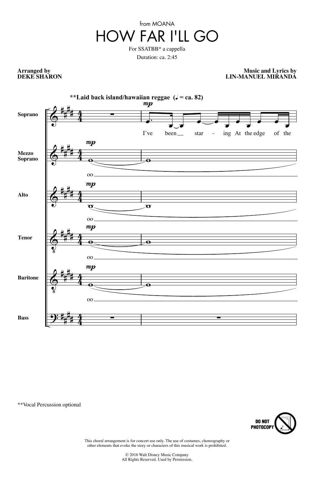 Lin-Manuel Miranda How Far I'll Go (from Moana) (arr. Deke Sharon) Sheet Music Notes & Chords for SATB Choir - Download or Print PDF