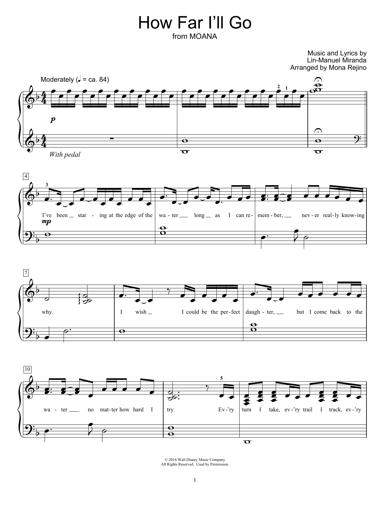 Alessia Cara How Far I'll Go (from Moana) Sheet Music Notes & Chords for Educational Piano - Download or Print PDF