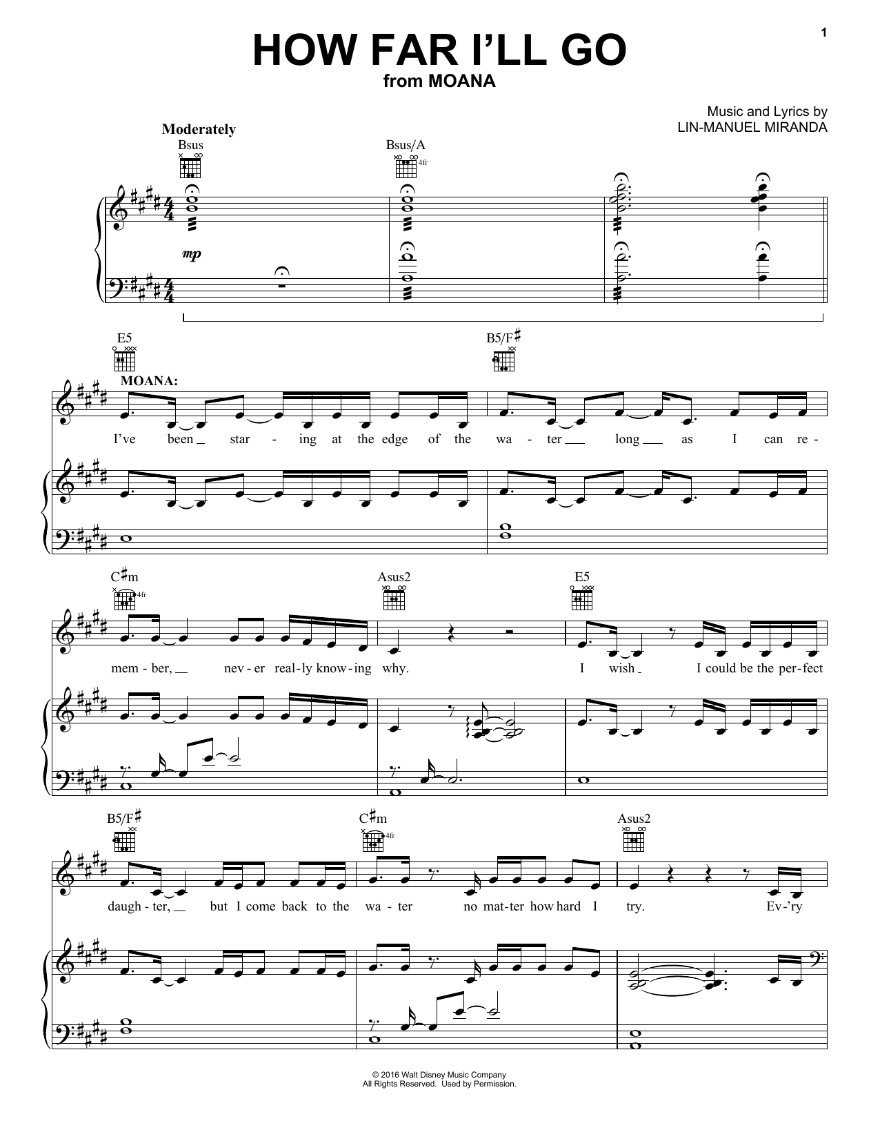 Alessia Cara How Far I'll Go (from Moana) Sheet Music Notes & Chords for Clarinet - Download or Print PDF