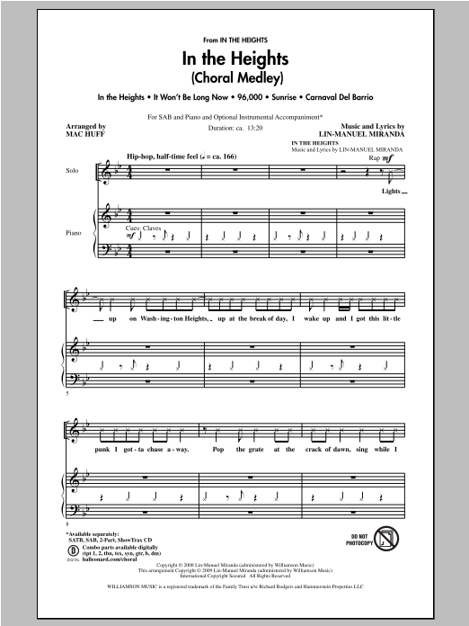 Lin-Manuel Miranda In The Heights (Choral Medley) (arr. Mac Huff) Sheet Music Notes & Chords for SATB - Download or Print PDF