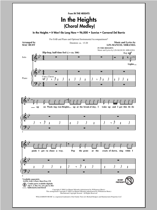 Lin-Manuel Miranda In The Heights (Choral Medley) (arr. Mac Huff) Sheet Music Notes & Chords for 2-Part Choir - Download or Print PDF