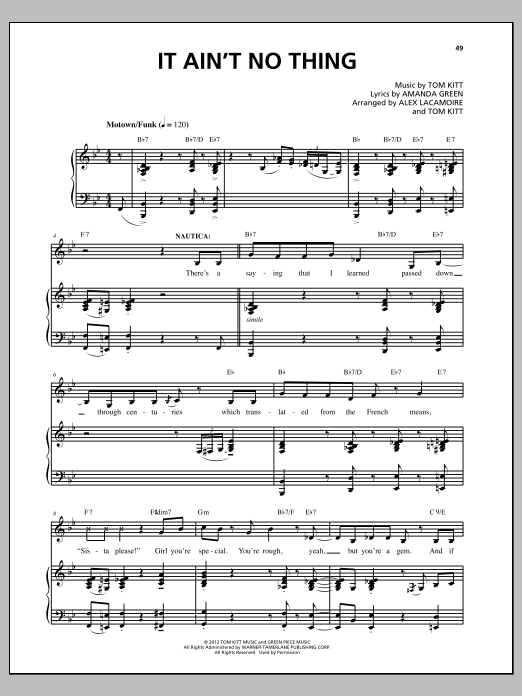 Lin-Manuel Miranda It Ain't No Thing Sheet Music Notes & Chords for Piano & Vocal - Download or Print PDF