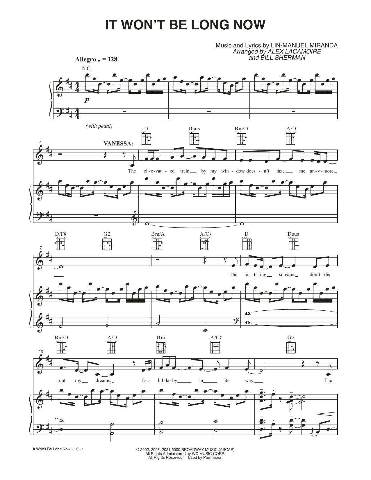 Lin-Manuel Miranda It Won't Be Long Now (from the Motion Picture In The Heights) Sheet Music Notes & Chords for Piano, Vocal & Guitar - Download or Print PDF