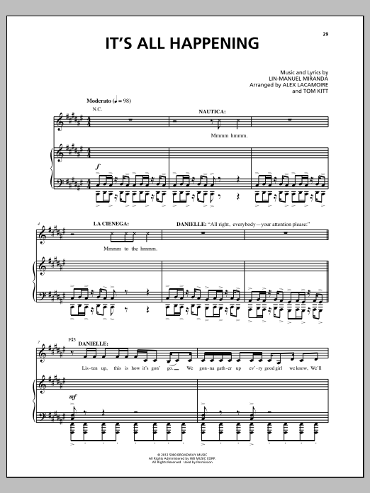 Lin-Manuel Miranda It's All Happening Sheet Music Notes & Chords for Piano & Vocal - Download or Print PDF
