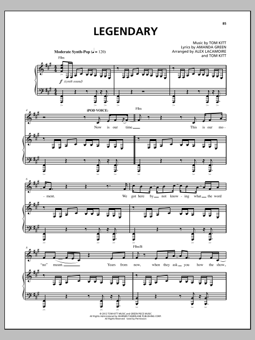 Lin-Manuel Miranda Legendary Sheet Music Notes & Chords for Piano & Vocal - Download or Print PDF