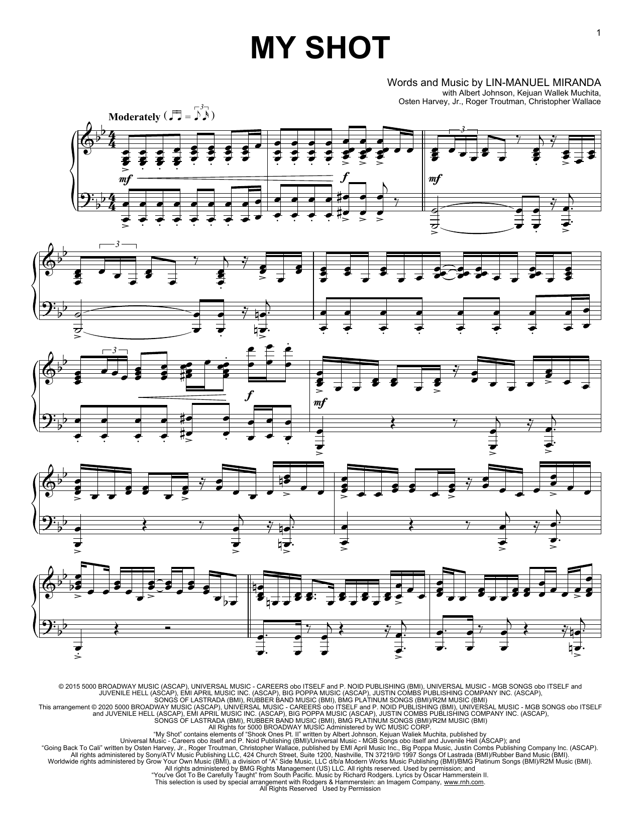 Lin-Manuel Miranda My Shot (from Hamilton) (arr. David Pearl) Sheet Music Notes & Chords for Piano Solo - Download or Print PDF