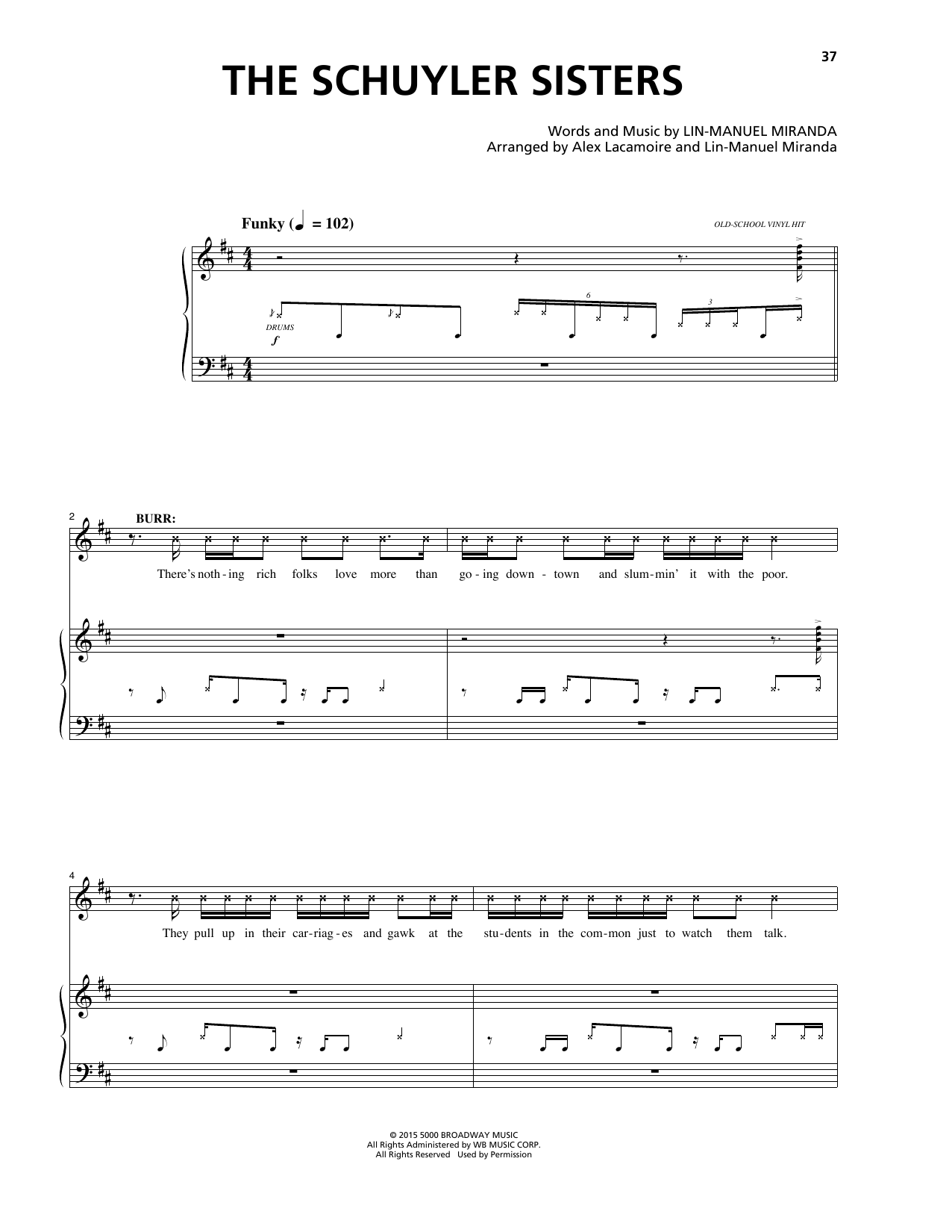 Lin-Manuel Miranda The Schuyler Sisters (from Hamilton) Sheet Music Notes & Chords for Easy Piano - Download or Print PDF