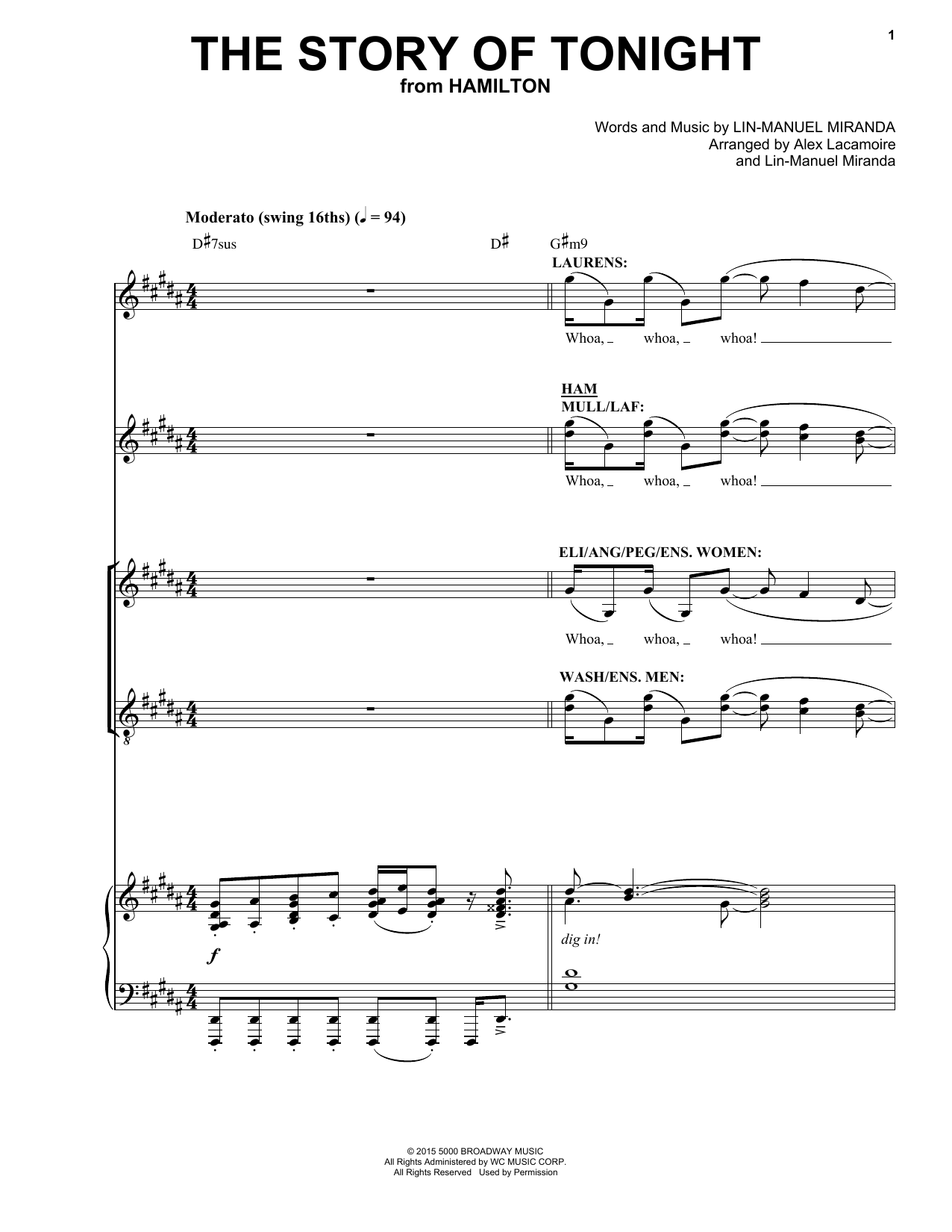 Lin-Manuel Miranda The Story Of Tonight (from Hamilton) Sheet Music Notes & Chords for Piano & Vocal - Download or Print PDF