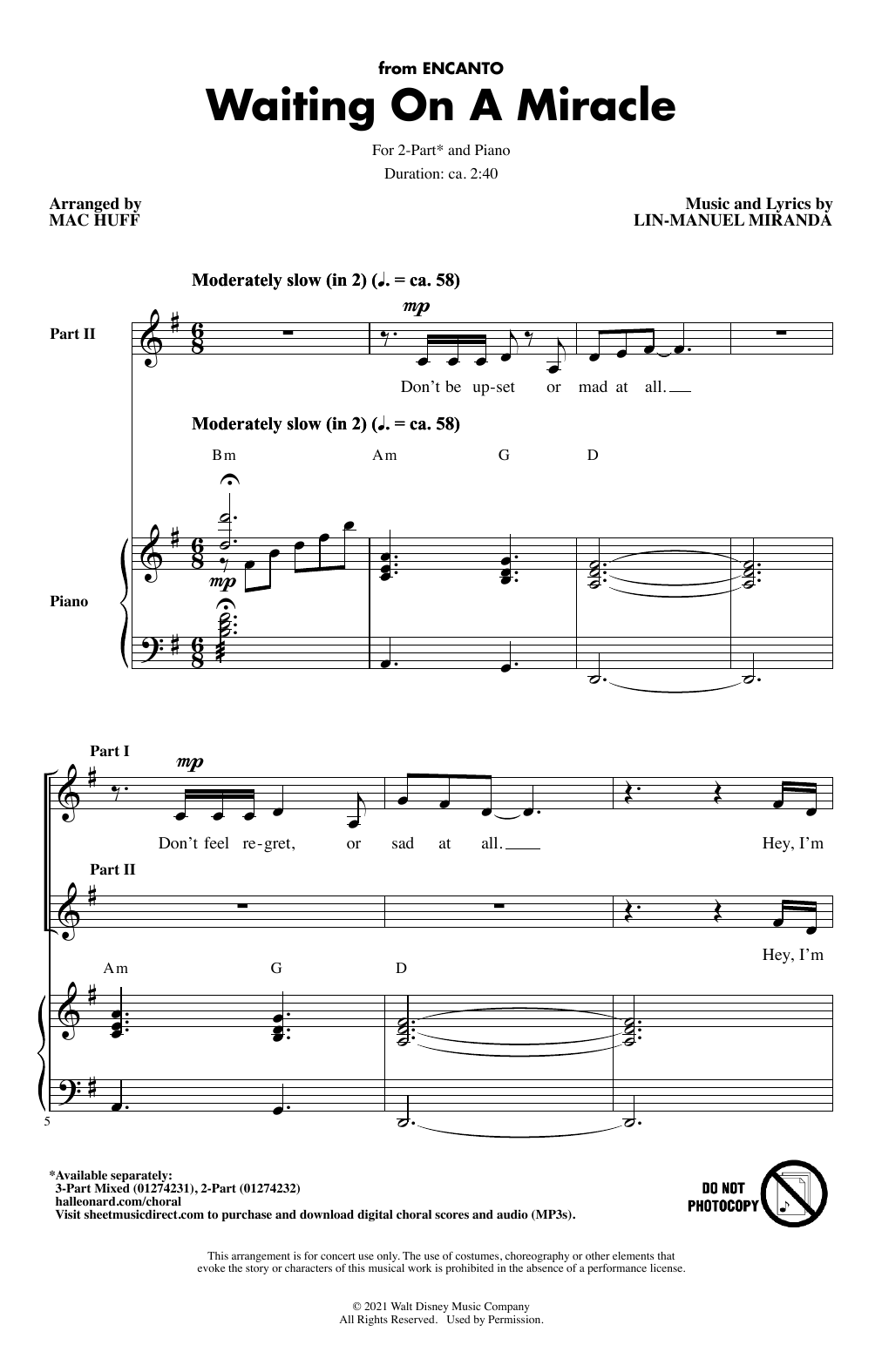 Lin-Manuel Miranda Waiting On A Miracle (from Encanto) (arr. Mac Huff) Sheet Music Notes & Chords for 3-Part Mixed Choir - Download or Print PDF