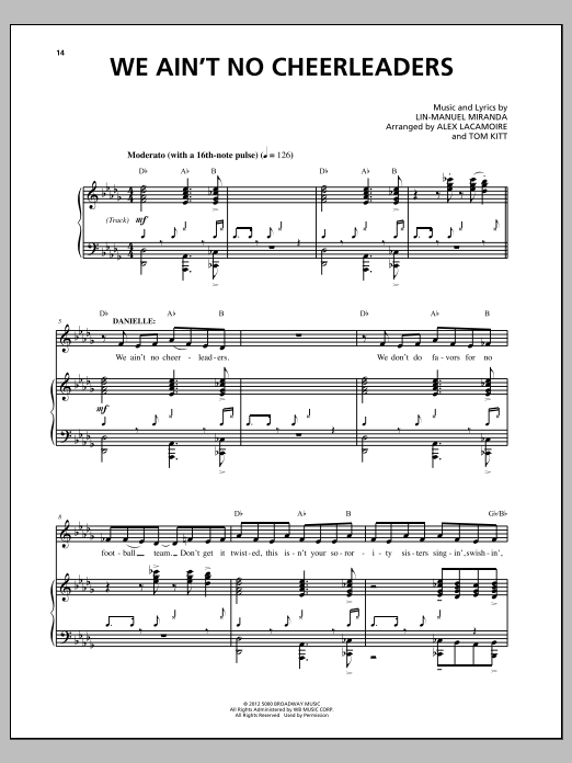 Lin-Manuel Miranda We Ain't No Cheerleaders Sheet Music Notes & Chords for Piano & Vocal - Download or Print PDF