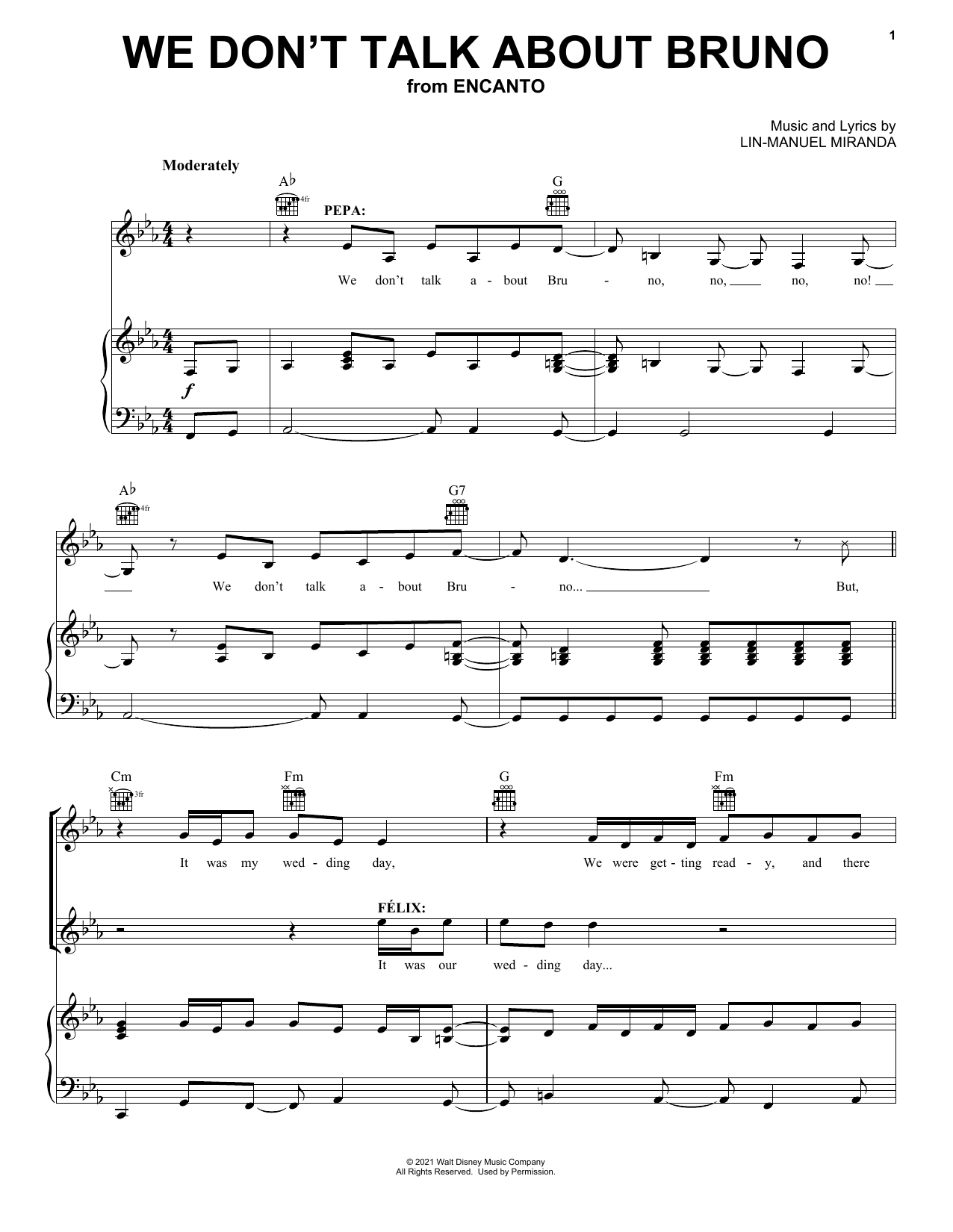 Lin-Manuel Miranda We Don't Talk About Bruno (from Encanto) Sheet Music Notes & Chords for Lead Sheet / Fake Book - Download or Print PDF