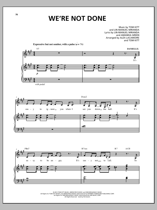 Lin-Manuel Miranda We're Not Done Sheet Music Notes & Chords for Piano & Vocal - Download or Print PDF