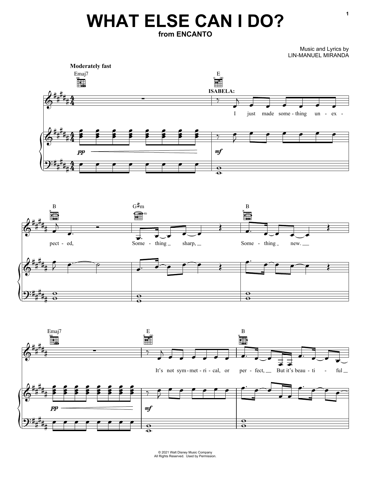Lin-Manuel Miranda What Else Can I Do? (from Encanto) Sheet Music Notes & Chords for Big Note Piano - Download or Print PDF