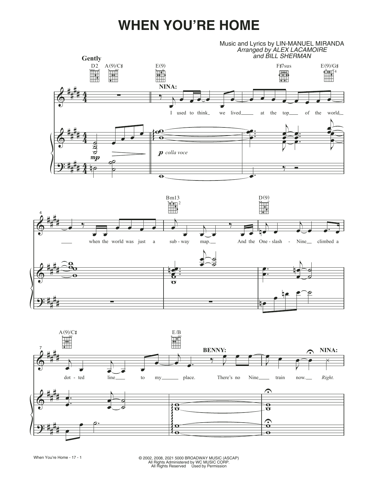 Lin-Manuel Miranda When You're Home (from the Motion Picture In The Heights) Sheet Music Notes & Chords for Piano, Vocal & Guitar - Download or Print PDF