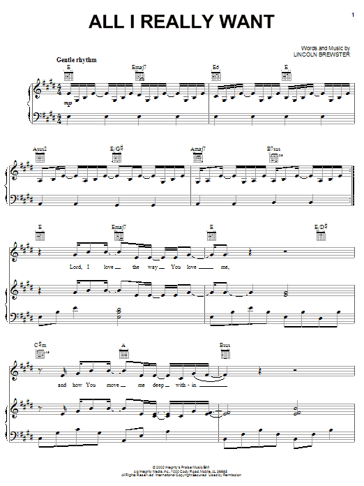 Lincoln Brewster All I Really Want Sheet Music Notes & Chords for Guitar Tab - Download or Print PDF