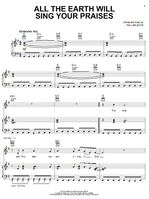 Lincoln Brewster All The Earth Will Sing Your Praises Sheet Music Notes & Chords for Piano, Vocal & Guitar (Right-Hand Melody) - Download or Print PDF Lincoln Brewster All The Earth Will Sing Your Praises Sheet Music Notes & Chords for Piano, Vocal & Guitar (Right-Hand Melody) - Download or Print PDF