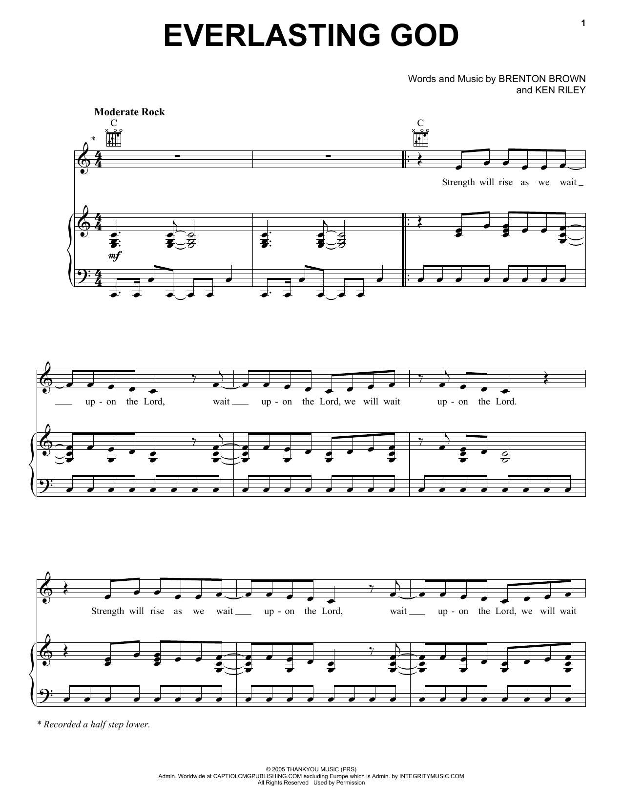 Lincoln Brewster Everlasting God Sheet Music Notes & Chords for Piano (Big Notes) - Download or Print PDF