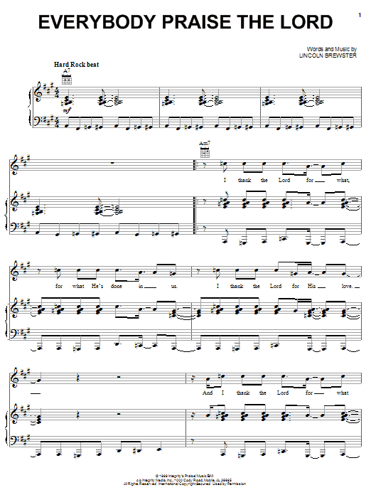 Lincoln Brewster Everybody Praise The Lord Sheet Music Notes & Chords for Piano, Vocal & Guitar (Right-Hand Melody) - Download or Print PDF Lincoln Brewster Everybody Praise The Lord Sheet Music Notes & Chords for Piano, Vocal & Guitar (Right-Hand Melody) - Download or Print PDF