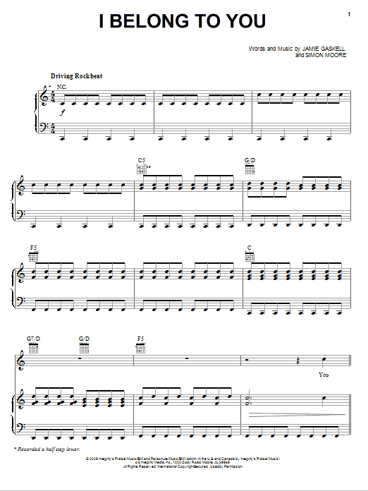 Lincoln Brewster I Belong To You Sheet Music Notes & Chords for Piano, Vocal & Guitar (Right-Hand Melody) - Download or Print PDF