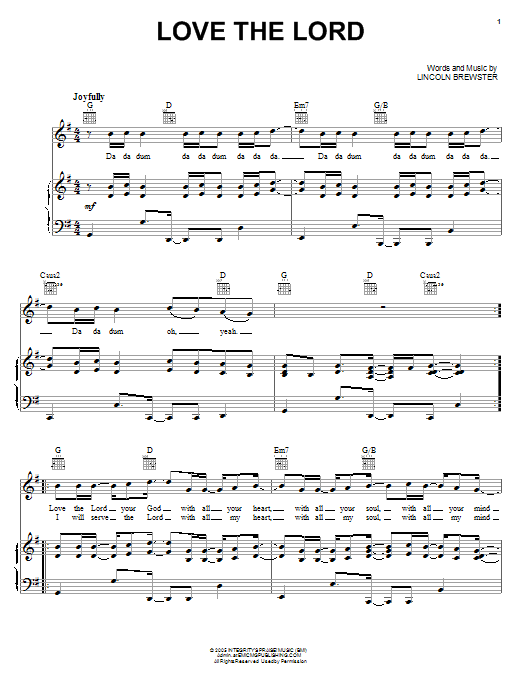 Lincoln Brewster Love The Lord Sheet Music Notes & Chords for Easy Guitar - Download or Print PDF