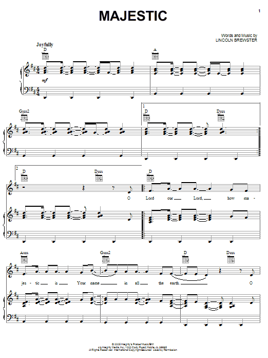 Lincoln Brewster Majestic Sheet Music Notes & Chords for Easy Guitar Tab - Download or Print PDF