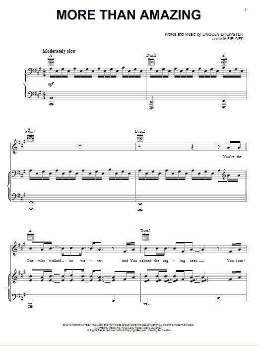 Lincoln Brewster More Than Amazing Sheet Music Notes & Chords for Piano, Vocal & Guitar (Right-Hand Melody) - Download or Print PDF Lincoln Brewster More Than Amazing Sheet Music Notes & Chords for Piano, Vocal & Guitar (Right-Hand Melody) - Download or Print PDF