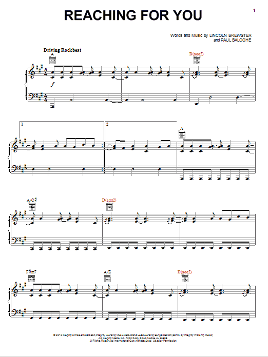 Lincoln Brewster Reaching For You Sheet Music Notes & Chords for Piano, Vocal & Guitar (Right-Hand Melody) - Download or Print PDF Lincoln Brewster Reaching For You Sheet Music Notes & Chords for Piano, Vocal & Guitar (Right-Hand Melody) - Download or Print PDF