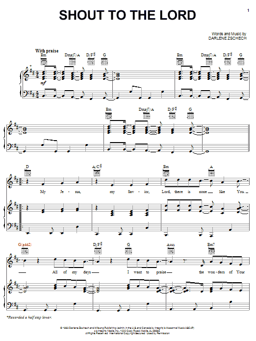 Lincoln Brewster Shout To The Lord Sheet Music Notes & Chords for Piano, Vocal & Guitar (Right-Hand Melody) - Download or Print PDF Lincoln Brewster Shout To The Lord Sheet Music Notes & Chords for Piano, Vocal & Guitar (Right-Hand Melody) - Download or Print PDF