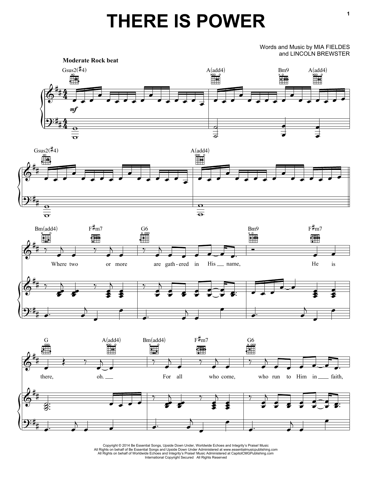 Lincoln Brewster There Is Power Sheet Music Notes & Chords for Piano, Vocal & Guitar (Right-Hand Melody) - Download or Print PDF