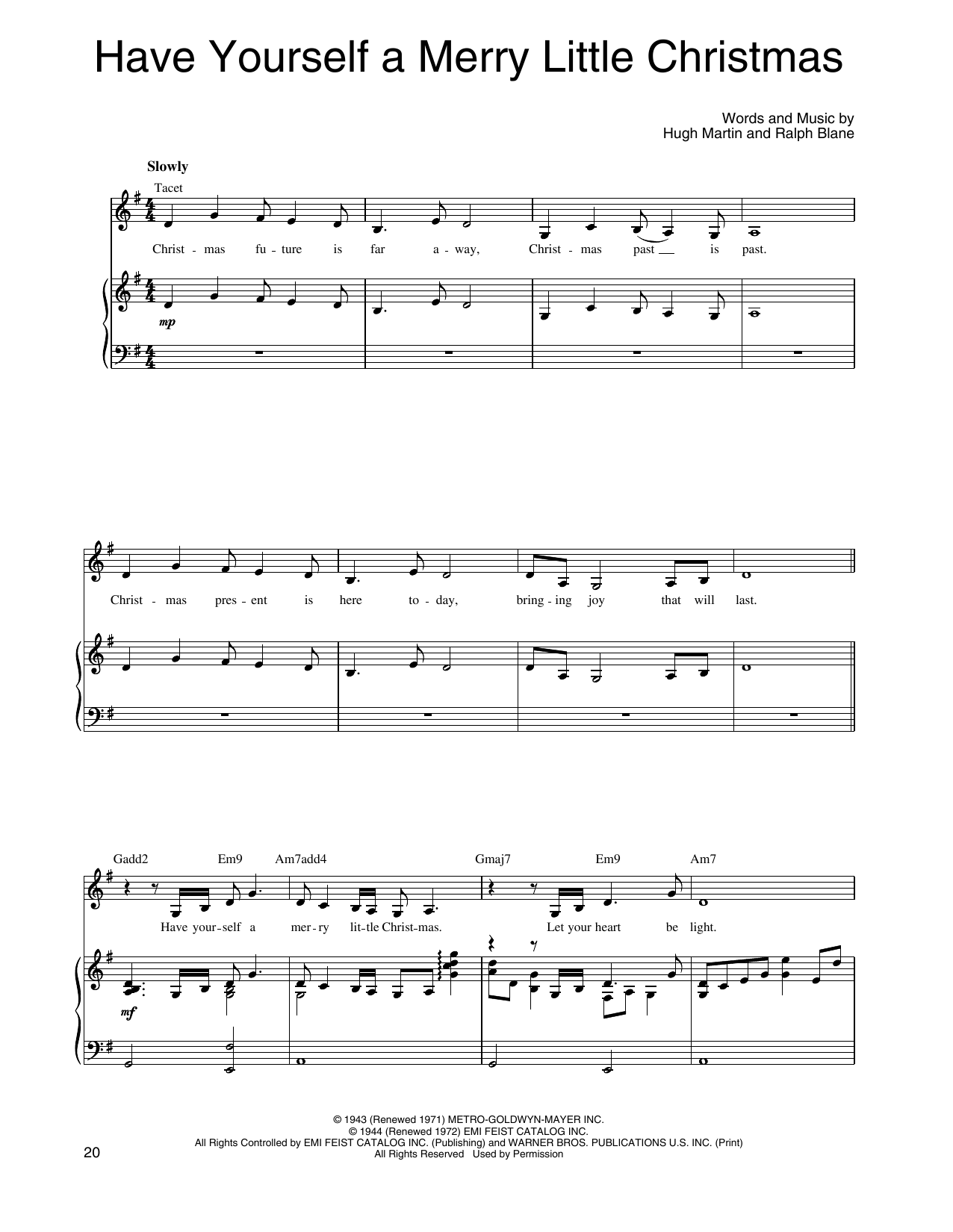 Linda Eder Have Yourself A Merry Little Christmas Sheet Music Notes & Chords for Piano, Vocal & Guitar Chords (Right-Hand Melody) - Download or Print PDF
