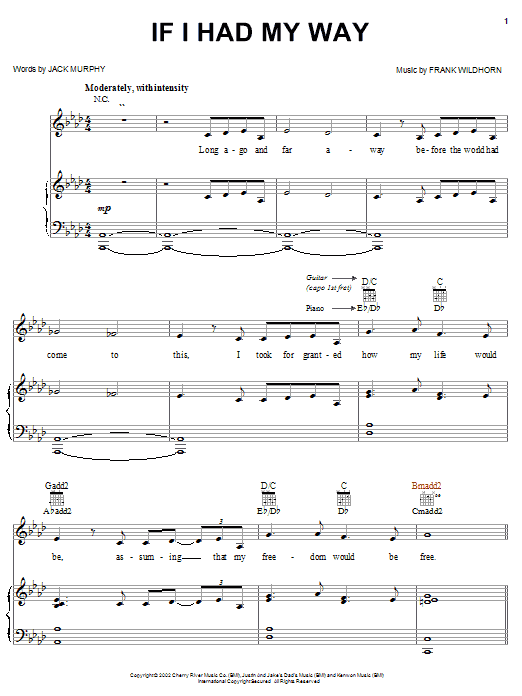 Linda Eder If I Had My Way Sheet Music Notes & Chords for Piano, Vocal & Guitar (Right-Hand Melody) - Download or Print PDF