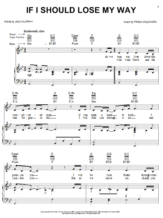 Linda Eder If I Should Lose My Way Sheet Music Notes & Chords for Piano, Vocal & Guitar (Right-Hand Melody) - Download or Print PDF