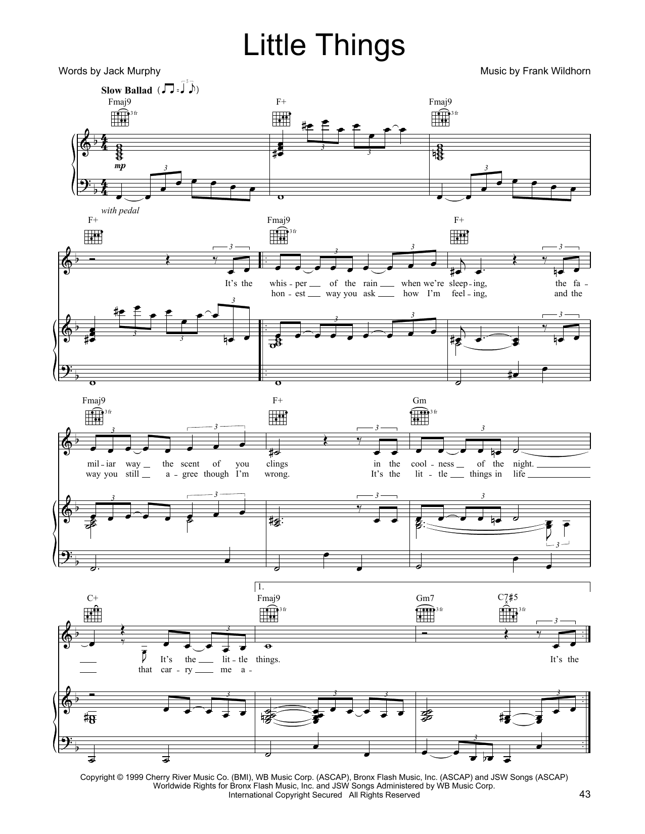 Linda Eder Little Things Sheet Music Notes & Chords for Piano, Vocal & Guitar Chords (Right-Hand Melody) - Download or Print PDF