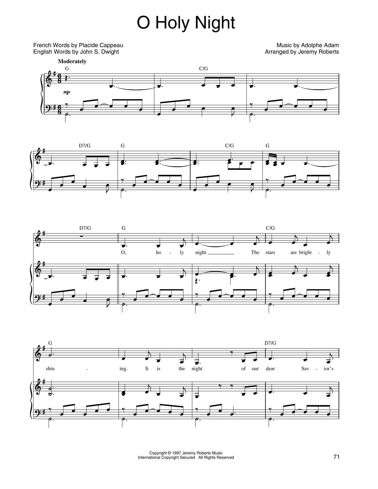 Linda Eder O Holy Night Sheet Music Notes & Chords for Piano, Vocal & Guitar Chords (Right-Hand Melody) - Download or Print PDF