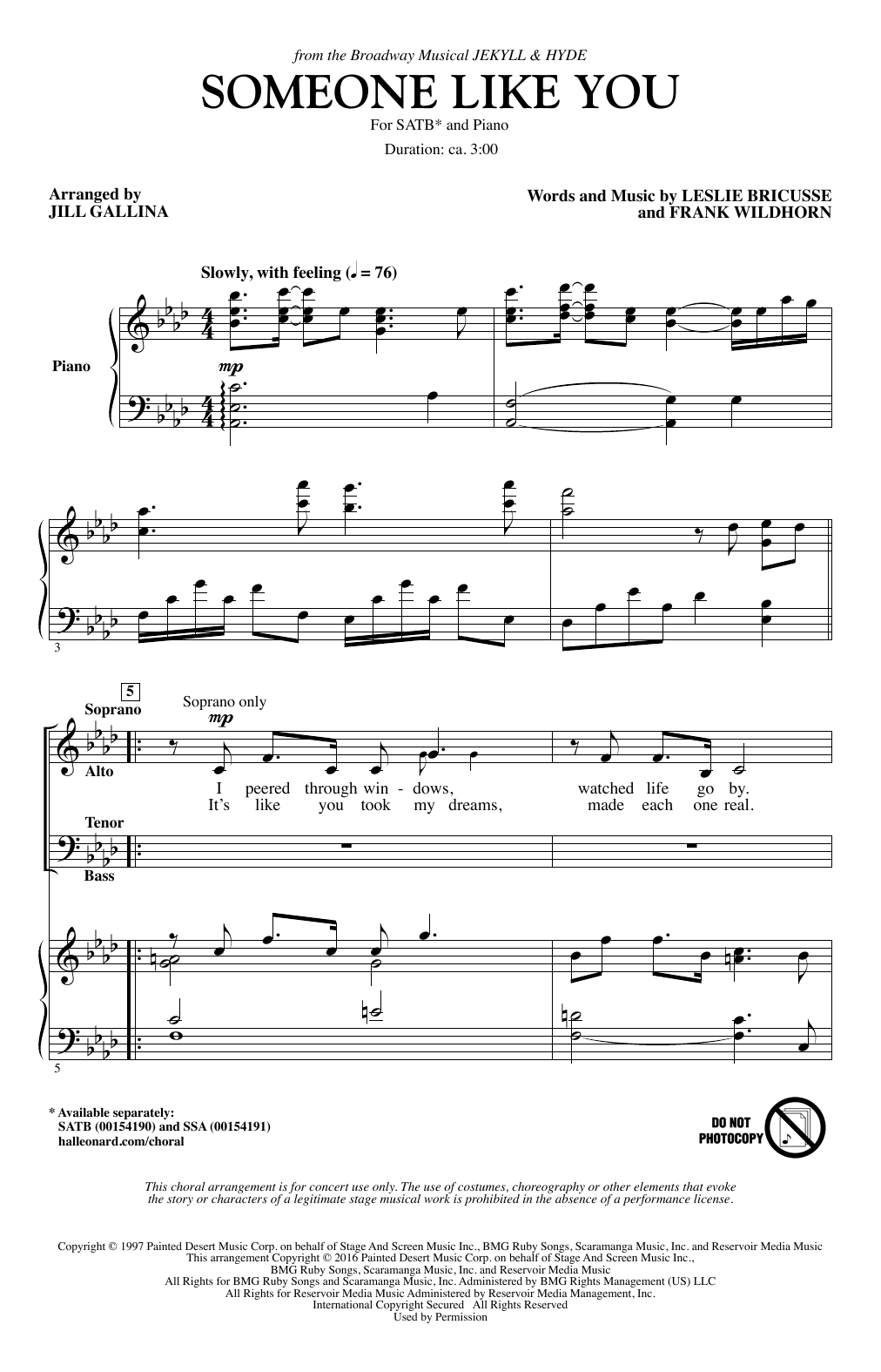 Linda Eder Someone Like You (arr. Jill Gallina) Sheet Music Notes & Chords for SATB - Download or Print PDF