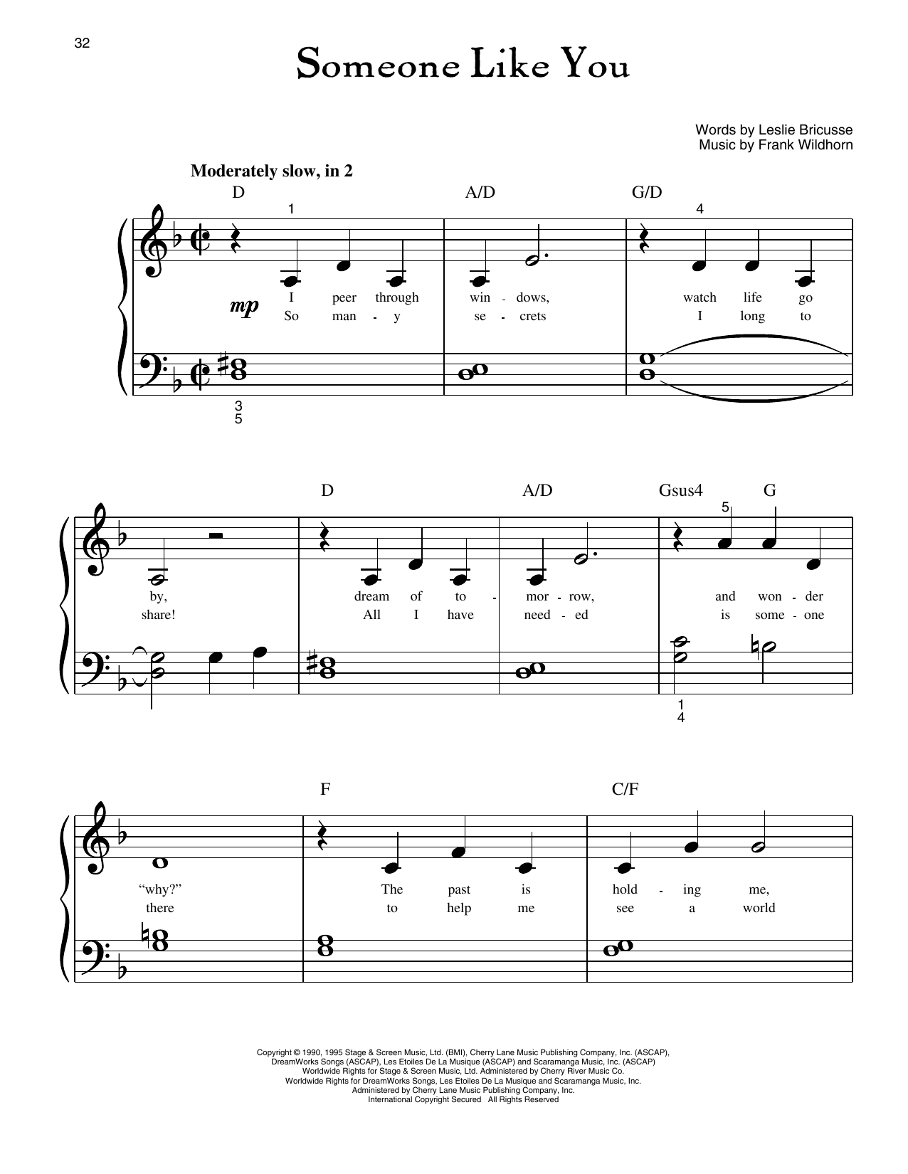 Linda Eder Someone Like You (from Jekyll And Hyde) Sheet Music Notes & Chords for Big Note Piano - Download or Print PDF