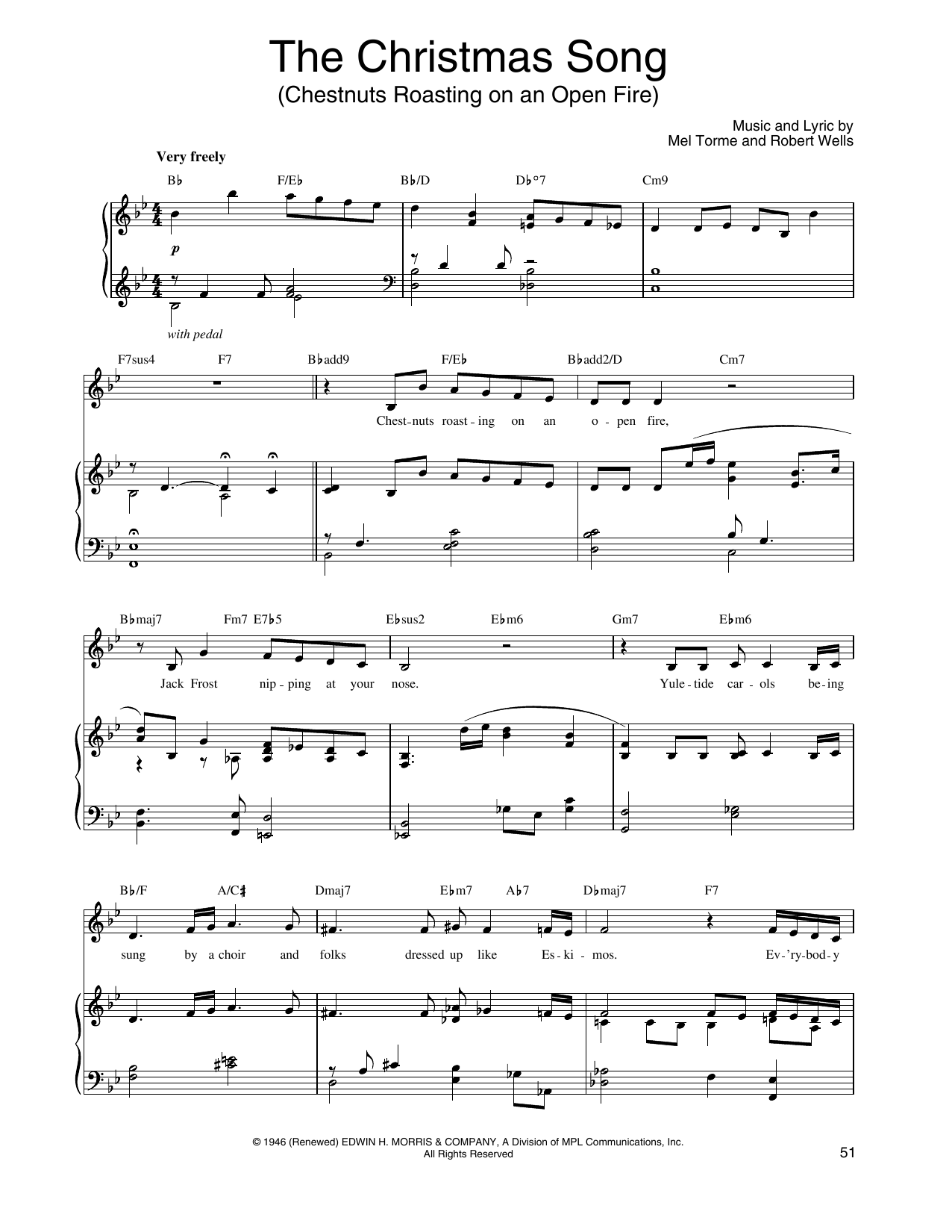 Linda Eder The Christmas Song (Chestnuts Roasting On An Open Fire) Sheet Music Notes & Chords for Piano, Vocal & Guitar Chords (Right-Hand Melody) - Download or Print PDF