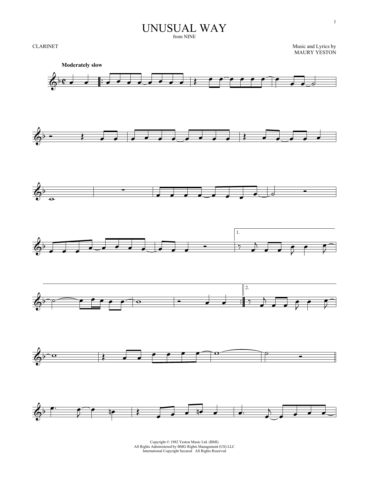 Linda Eder Unusual Way Sheet Music Notes & Chords for Clarinet - Download or Print PDF