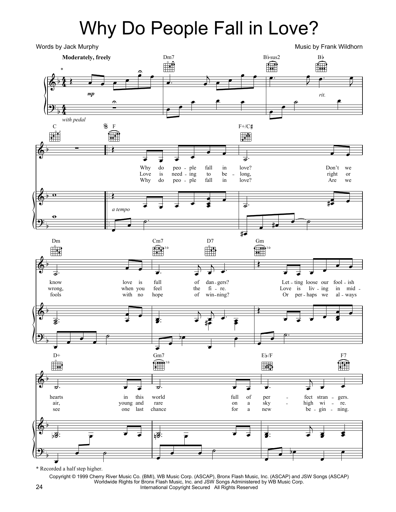 Linda Eder Why Do People Fall In Love? Sheet Music Notes & Chords for Piano, Vocal & Guitar Chords (Right-Hand Melody) - Download or Print PDF