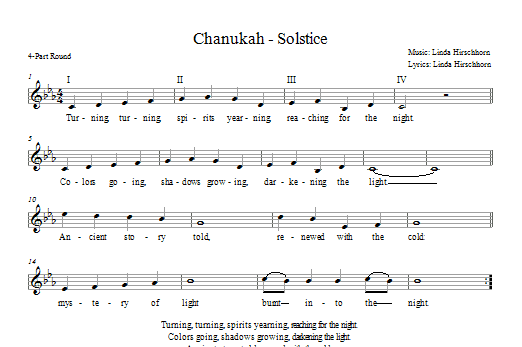 Linda Hirschhorn Chanukah - Solstice Sheet Music Notes & Chords for 2-Part, 3-Part Mixed - Download or Print PDF