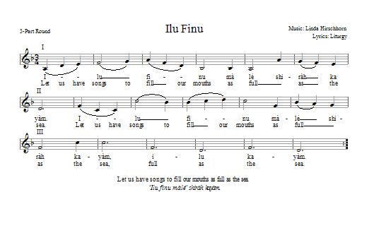 Linda Hirschhorn Ilu Finu Sheet Music Notes & Chords for 2-Part, 3-Part Mixed - Download or Print PDF